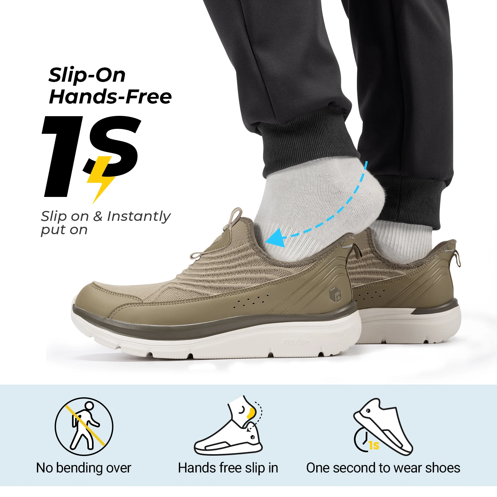 أحذية Fitville Wide للرجال سهلة الارتداء للمشي خفي...