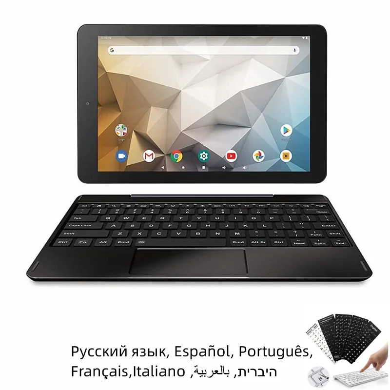 thumbnail image 1 of Mini portátil Galavey 2 en 1 original de 10,1 pulgadas con Android 9.0 de cuatro núcleos, 2 GB de RAM, 32 GB de ROM, pantalla IPS de 1280 x 800, tabletas con cámara dual, 1 of 5