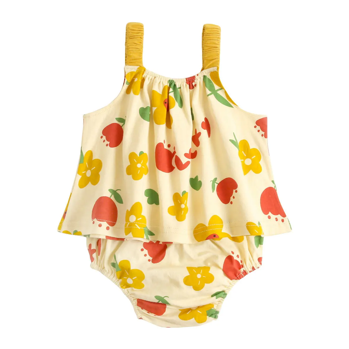 

2Pcs/Suit Summer Baby's Sets Cartoon Strap Baby Clothes Cotton Girl Print Suit Baby Kids Ciothing Baby Clothing 0-3 Yerars
