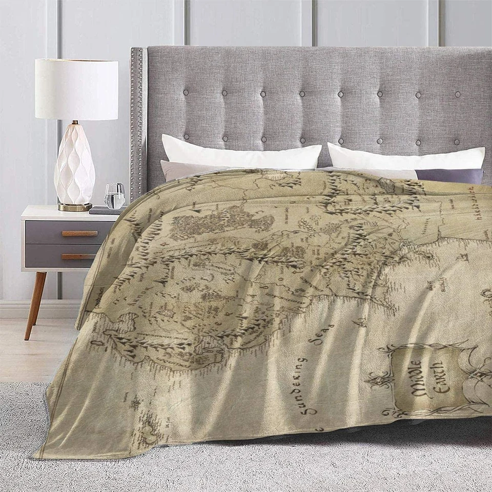 Cozy Lightweight Lord of the Rings Map Blanket