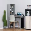 Homcom Fold-Out Convertible Office Desk, Wall Mount Computer Desk with Blackboard and Side Shelf, Charcoal Gray 2