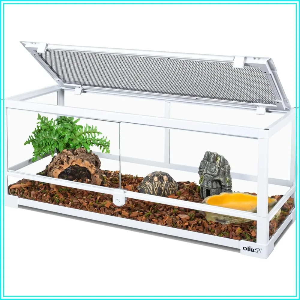 20 Gallon Front Opening Glass Reptile Terrarium, 30″x12″x12″ for Gecko Lizard Snake, Dual Doors & Top Screen