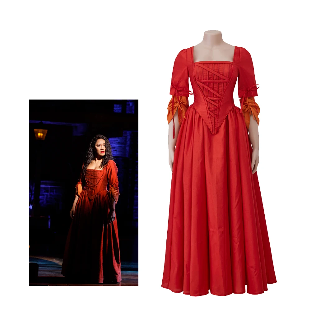 Costume Cosplay Musicale Hamilton Maria Reyn Abito Da Ballo Vittoriano Da Donna Con Performance Sul Palco Rosso Di Broadway