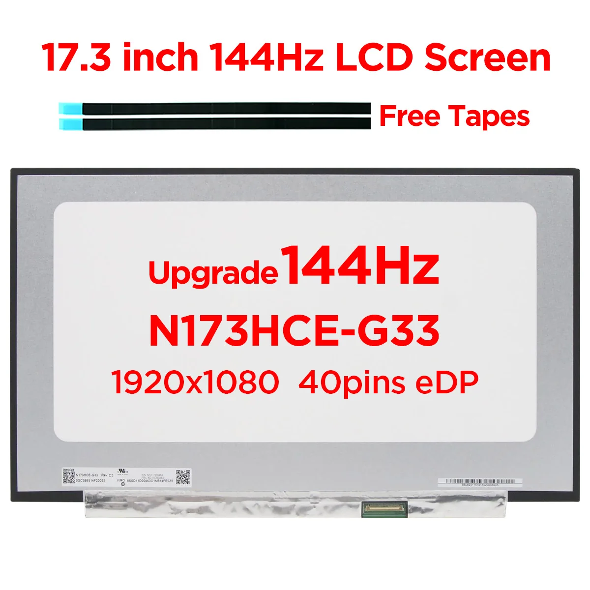 

17.3144Hz Laptop Screen N173HCE-G33 Fit B173HAN04.4 For Lenovo Legion 5-17ITH6 5-17ACH6H 82JM 82JN 82JY 82K0 LCD Display 40pin