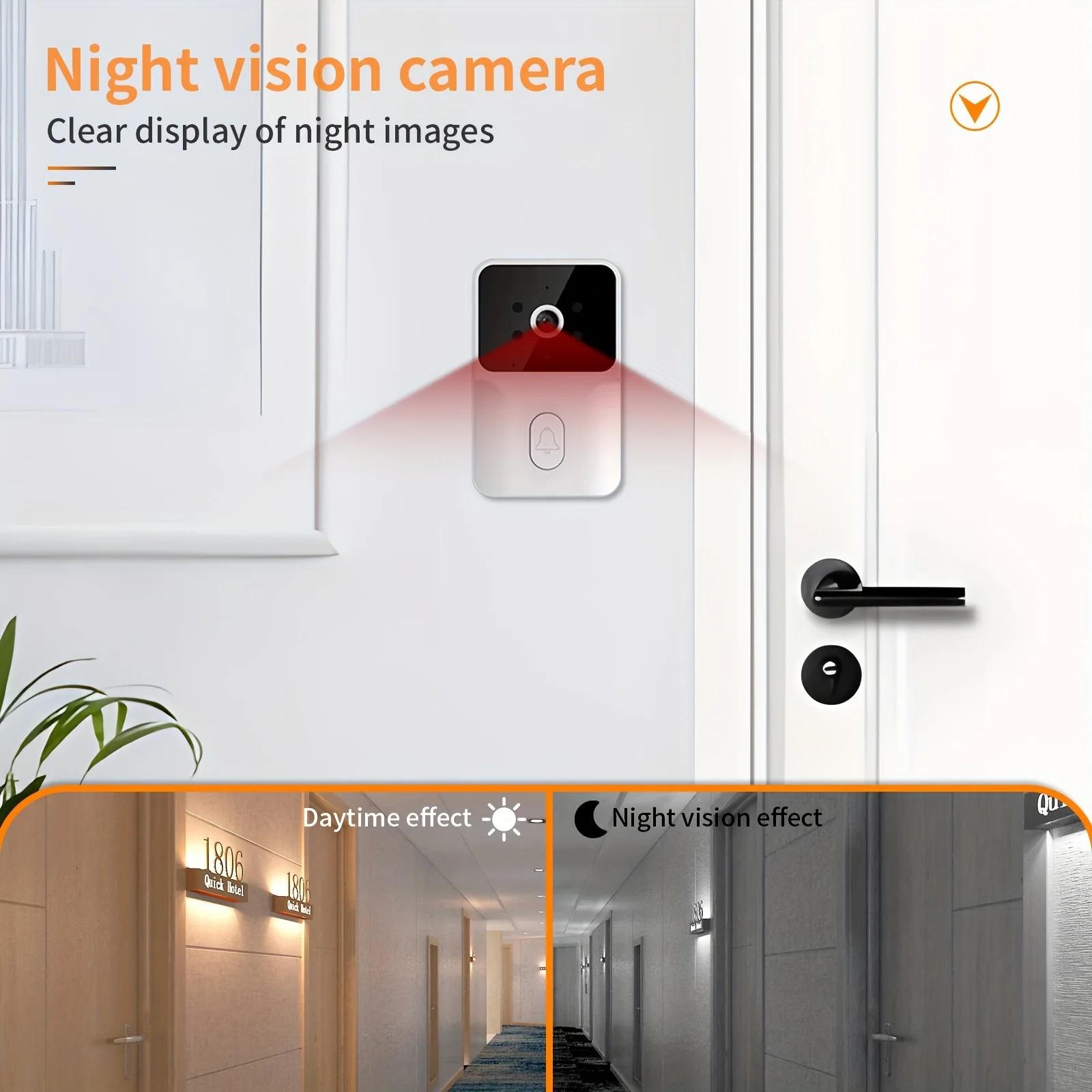 Smart HD Wireless Doorbell Camera with Night Vision, Two-Way Audio, App Control & Rechargeable Battery