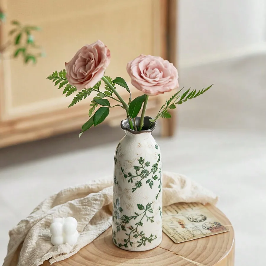 Crackle Ceramic Flower Vase Hydroponic Vase Table Decor Floral Arrangement Valentine's Day Gifts Birthday Graduation Gift