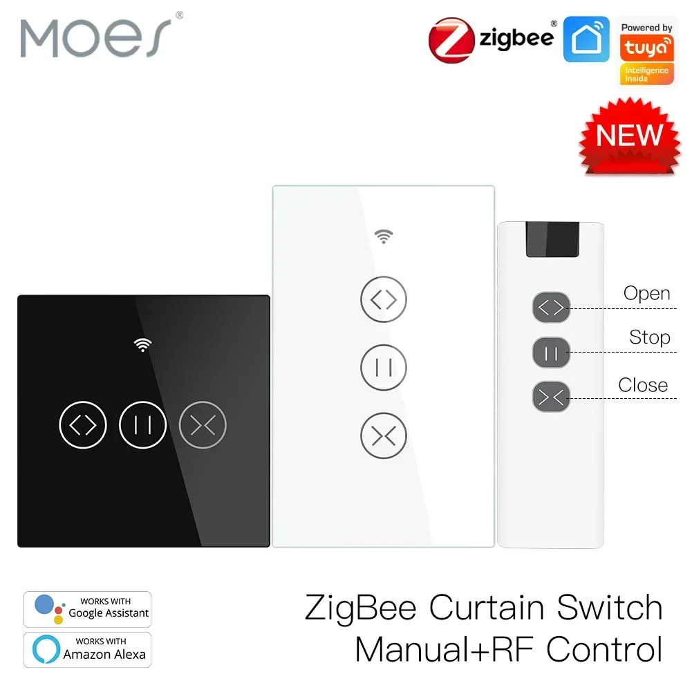 ZigBee RF 스마트 터치 커튼 스위치 롤러 블라인드 셔터, 투야 스마트 앱..