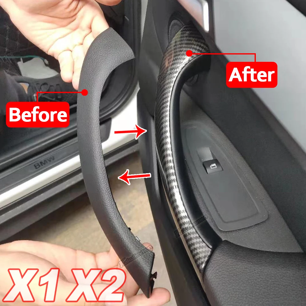 BMW X1 F48 F49 2016-2019 X2 F39 2017-2020 탄소 섬유 인테리어 도어 핸들 자동차 스타일링을위한 고품질 자동차 내부 도어 핸들