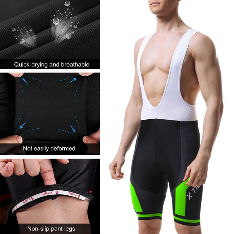Cycling Bib Shorts X-TIGER Pro Mountain Bike Summer ShockProof 5D GEL Pad Cushion MTB Bicycle Bib Tights Triathlon cycling bib shorts
