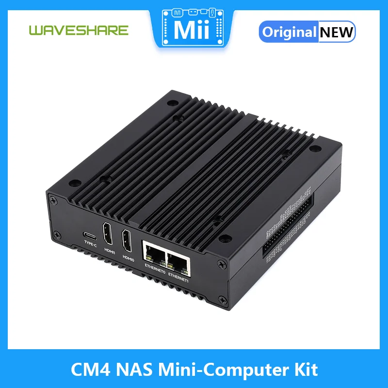 WS NAS Multi-functional Mini-Computer Designed for Raspberry Pi Compute Module 4 (NOT included), Network Storage, Metal Case