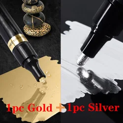 Mirror Chrome Markers Set - Gold & Silver Permanent Reflective Paint Pens for Resin, Metal, Glass, and Plastic Surfaces (1pc silver 1pc gold)