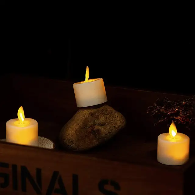 2/3/6 pièces télécommande mèche mobile bougies LED de mariage blanc chaud, flamme dansante sans fumée église bougies chauffe-plat votives 3