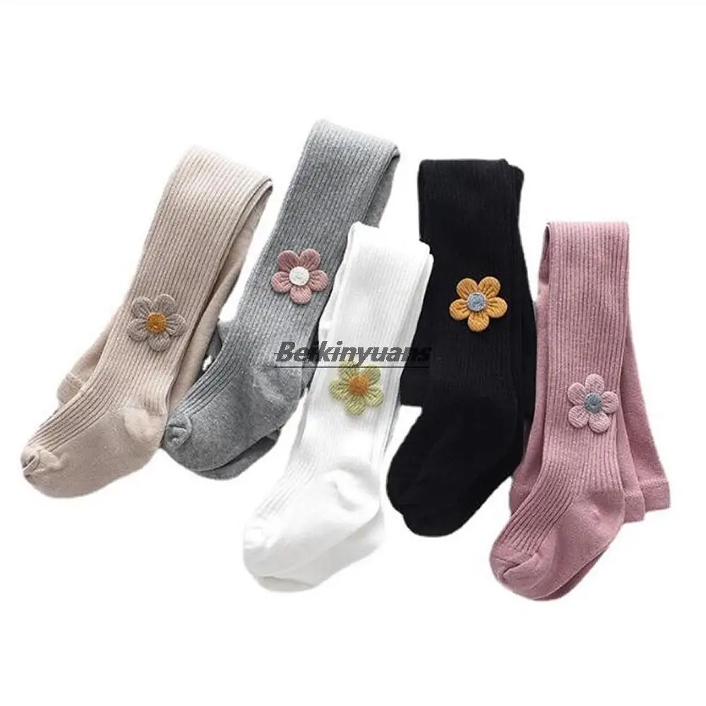 Spring and autumn children's thin striped cotton pantyhose big PP baby wear base sunflower exotic girls' pantyhose