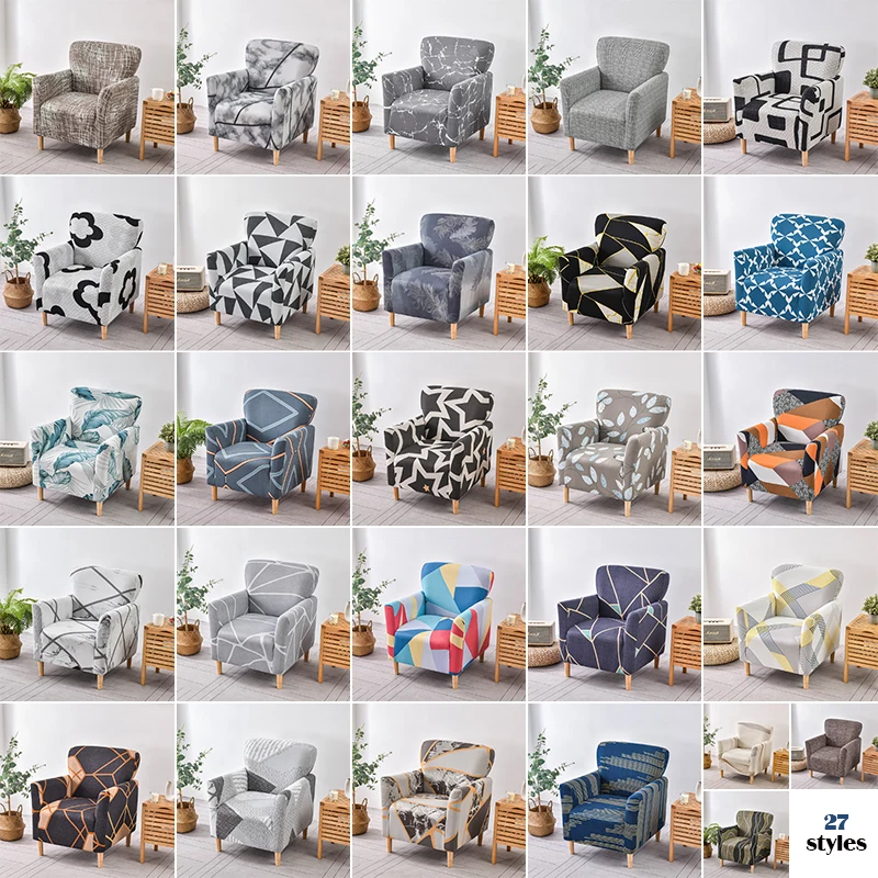 Furniture Cover Elastic Single Sofa Cover Tub Chair Cover Nordic Home Decor Room All Inclusive Armchair Slipcover Club Bar Hotel Sofa Covers