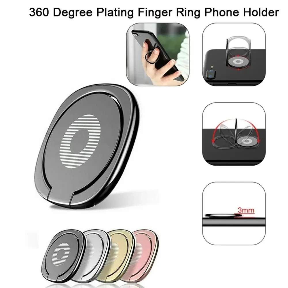 Universal Ultra-Thin Rotatable Metal Phone Ring Stand Grip & Desktop Support