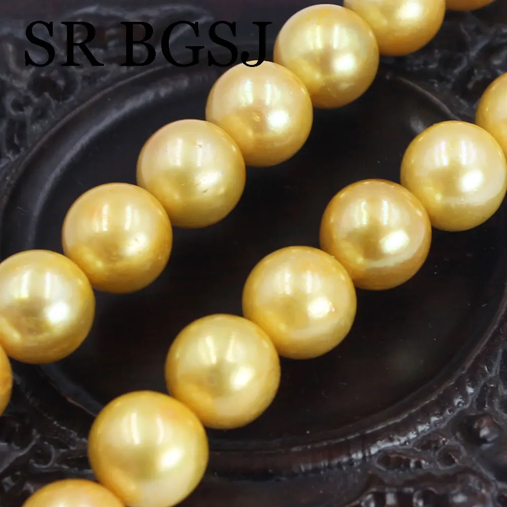 

11-12mm 3A Natural Freshwater Yellow Pearl Beads Round Baroque Pearls For Jewelry Making DIY Bracelet Necklace 15'' Strand