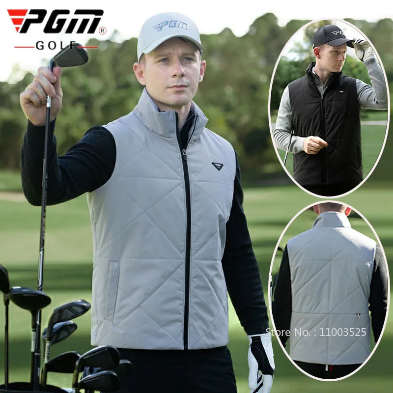 Pgm Padded Vest Men Golf Winter Autumn Outerwear Casual Warm Sleeveless Jacket Male Windproof Waistcoat Stand Collar Gilet