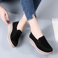 Thick Bottom Flatform Wedges Shoes Ladies Soft Non-Slip Walking Moccasins New Style Spring High Quality Suede Casual Shoes Women 1