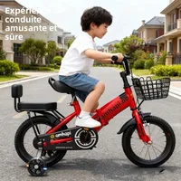 Grande roue clignotante rouge pour enfants, vélo pliant, voiture jouet poussette de 2 à 8 ans, pédale de vélo, Style dossier, jouet d'activité amusante 4