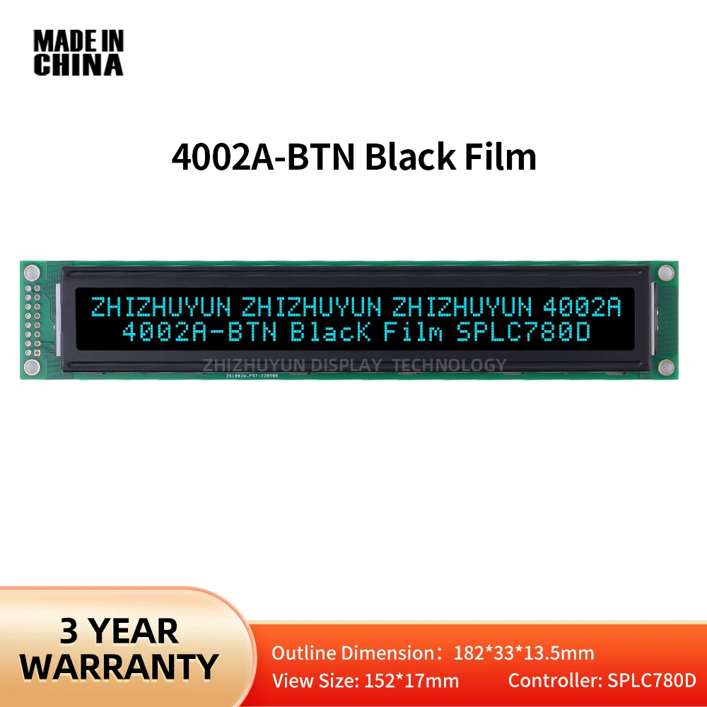 

Wholesale Of Spot Goods 4002A Character Screen BTN Black Film ICE Blue Characters 182X33.5Mm LCM40*2 Dot Matrix Module