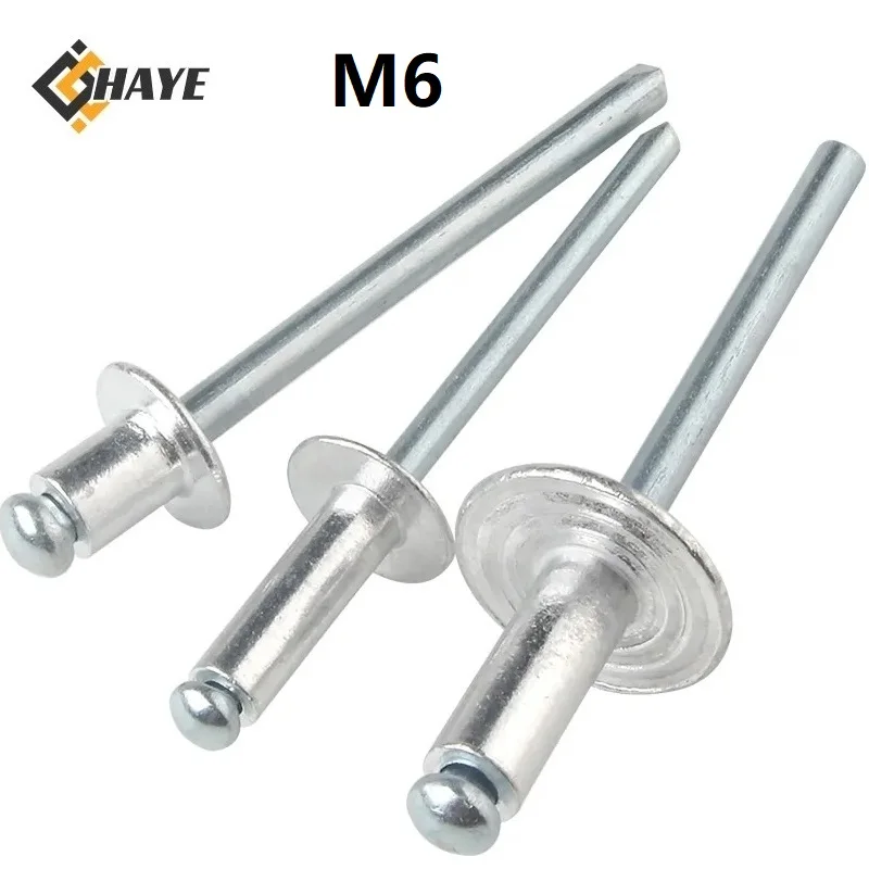 Rivets and Fasteners M6 Aluminium Mushroon Head Break Mandrel Blind Rivets 6mm x 10 12 16 20mm Nail Pop Rivet For Furniture Car Aircraft rivets and fasteners rivets and screws