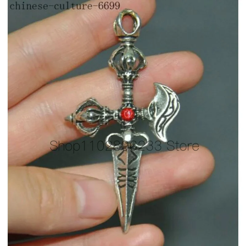 

Тибетский тибетский серебряный топор крест дорье Phurpa Dagger Charm