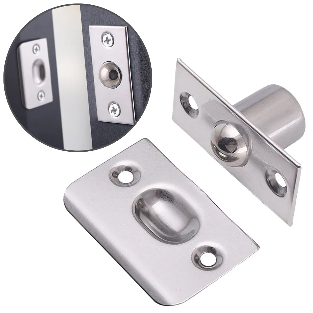 Cabinet Door Latch Door Top Bead Stainless Steel Spring Invisible Wooden Cabinet Door Beads Lock Closet Ball Catch Latch With Screws