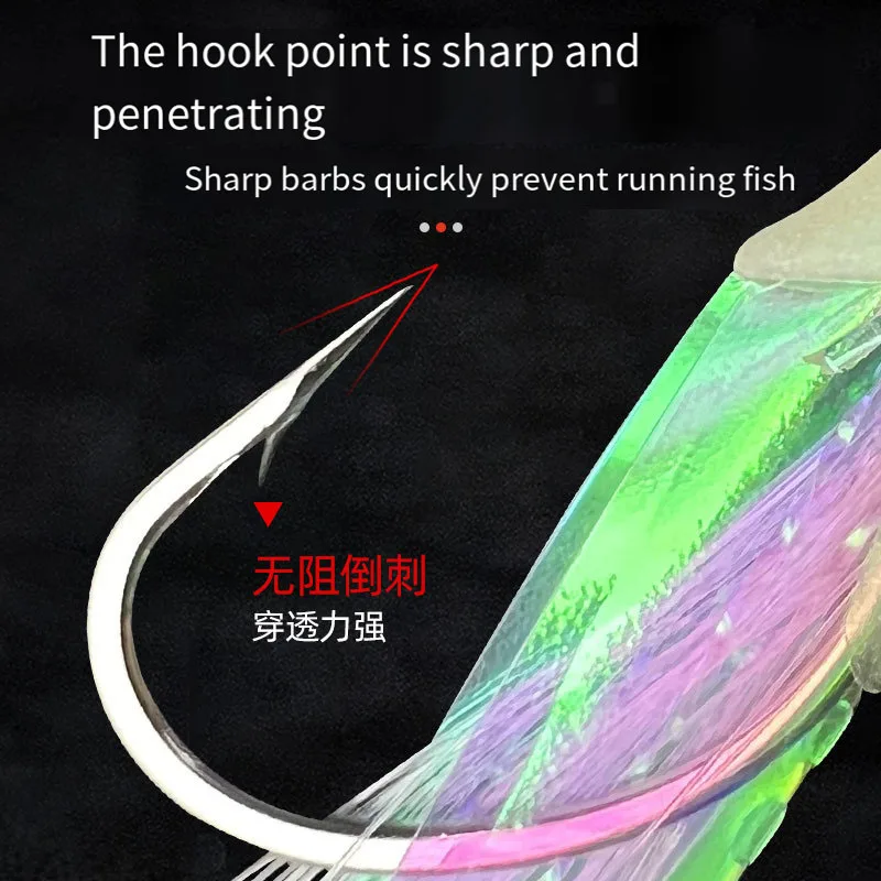 Фото 5 шт. искусственная приманка, лазерный крючок для рыбной чешуи, испанская скумбрия, светящаяся рыболовная приманка, крючок на шнурке для морской рыбалки, оборудование для приманки №3