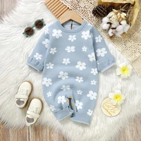 Baby Rompers Newborn Infant Girls Floral Pattern Jumpsuits Clothes Spring Autumn Winter Toddler Outwear Knitted Playsuits 0-18m