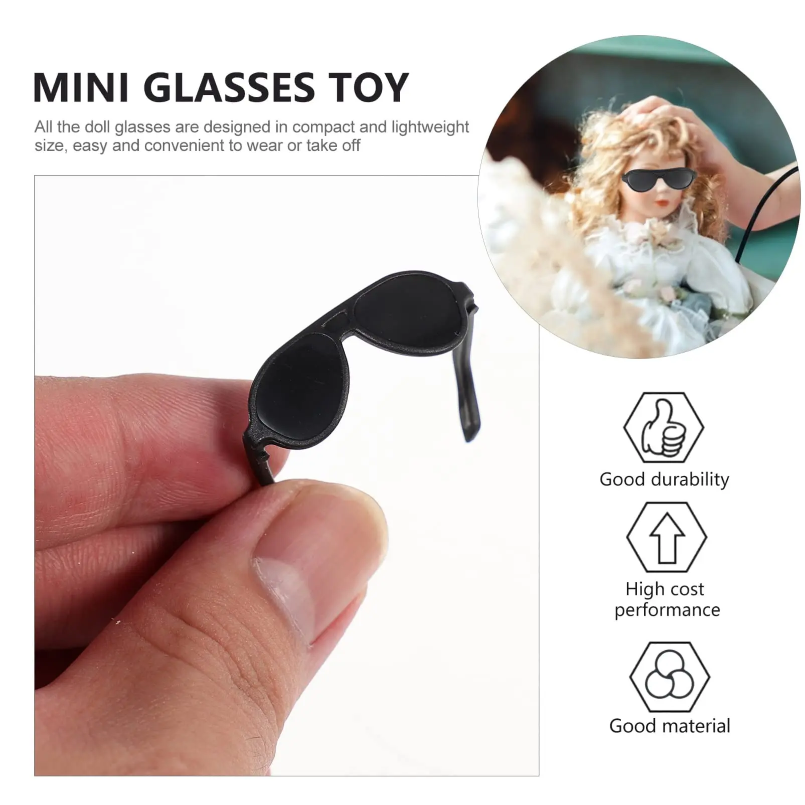 100pcs Doll Sunglasses, Miniature Sunglasses Mini Doll Costume Rubber Duck Accessories for Dollhouse Crafts 3