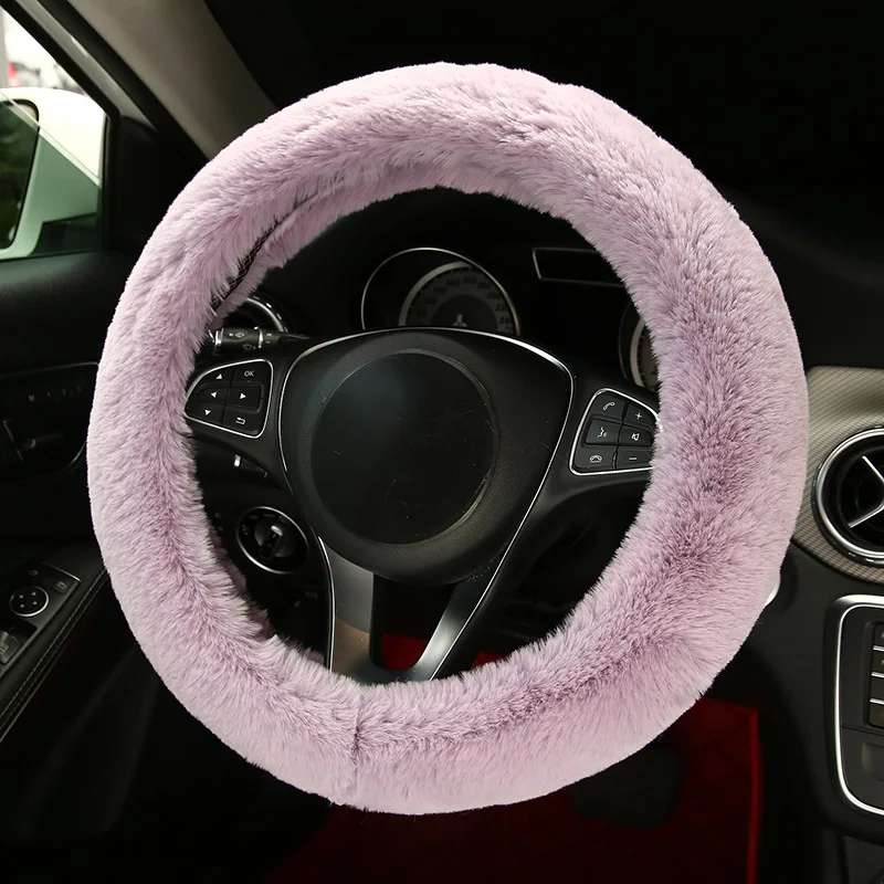 14-Pack Fluffy Car Accessories Set,Silence Shopping Fluffy Steering Wheel  Cover Winter Warm Fur Steering Wheel Cover Short Hair Car Decoration