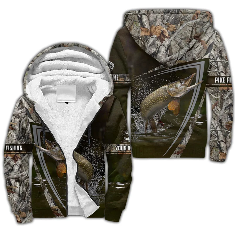 

Fashion Catfish Fishing 3D Printed Winter Thickened Zip Hoodie Unisex Casual Hooded Jacket Sportswear Warm Fleece Jacket