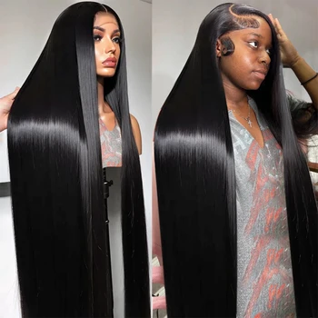 40 Inch Straight Lace Front Wigs Human Hair 250% Density 13x6 Frontal Wig for Women Pre Plucked with Baby Hair 1