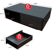 43.3IN LED Black Coffee Tables for Living Room with 16 Colors LED Lights Modern Coffee Table with Storage Drawer Rectan 2