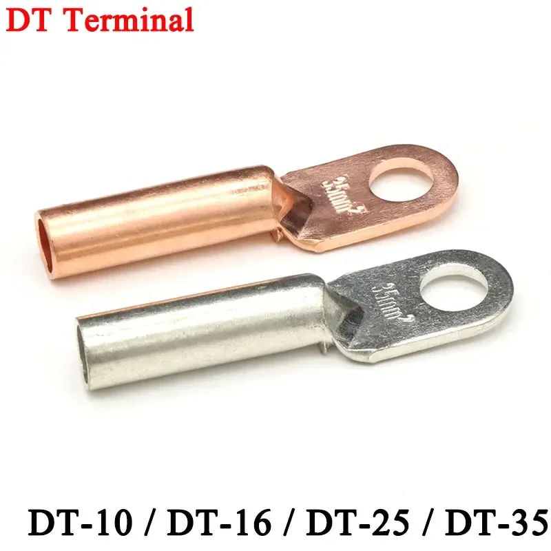 Wire Terminal Copper Crimp Splice DT-10 DT-16 DT-25 DT-35 Silver Tin Plated Block Bare Bolt Hole Nose Tube LUG Cable Connector wire connectors terminal connector electrical connectors plug terminal block copper wire lugs