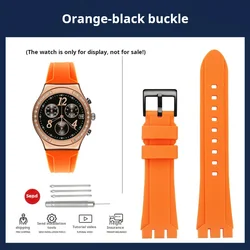 Premium Outdoor Sport Silicone Watch Strap - Waterproof Rubber Band Bracelet - Width 21mm (Orange black)