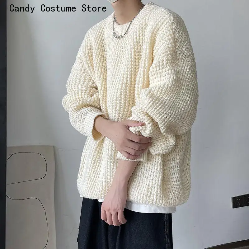 Autumn Pullover Long Sleeve Japan Style Sweater Male Versatile Solid Crew Neck Loose Men's Clothing Ins Winter Korean Fashion