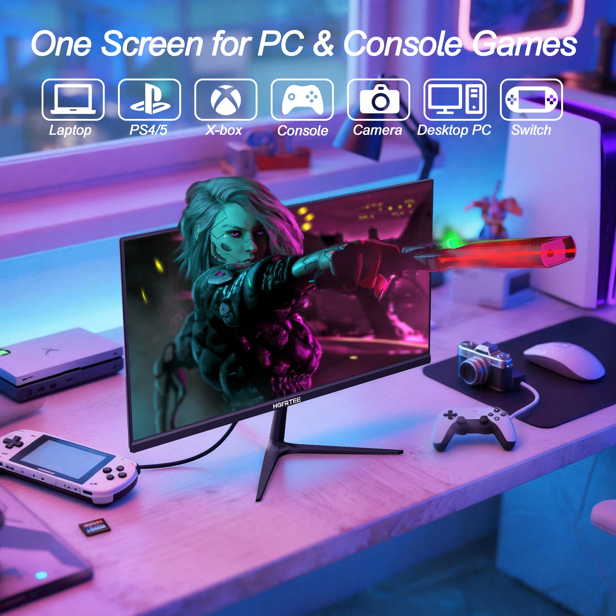 HGFRTEE 240Hz 27인치 게이밍 모니터 QHD 100%sRGB 노트북 PC용 외부 디스플레이 HDMI, FreeSync 메탈 스탠드가 포함된 고속 IPS
