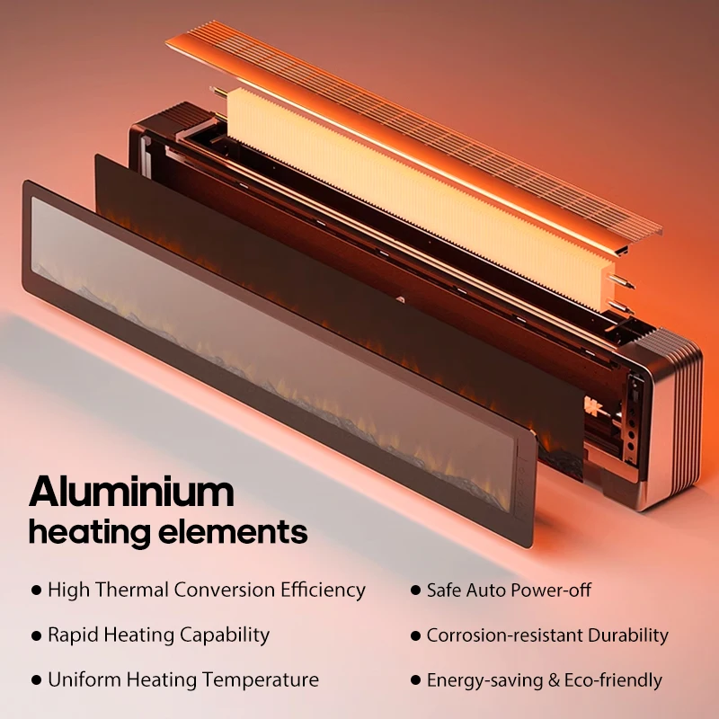 KINSCOTER Baseboard Heater 2000W Simulated Fireplace Home Electric Space Convector Heater Auto Thermostatic for Living Bedroom 4 KINSCOTER Baseboard Heater 2000W Simulated Fireplace Home Electric Space Convector Heater Auto Thermostatic for Living Bedroom 4