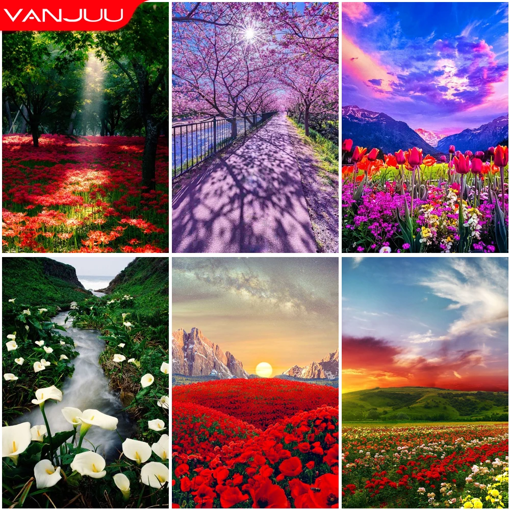 

Flowers 5D Diamond Painting Wild Colorful Flowers Diamond Painting Mosaic Full Drill Diamond Embroidery Painting Home Decor