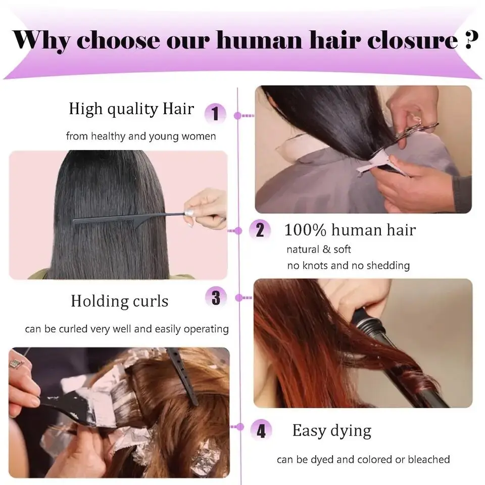 2x6 Hd Transparent Lace Closure Straight Middle Part Lace Closure Brazilian Remy 100% Human Hair for Black Women human hair lace closure