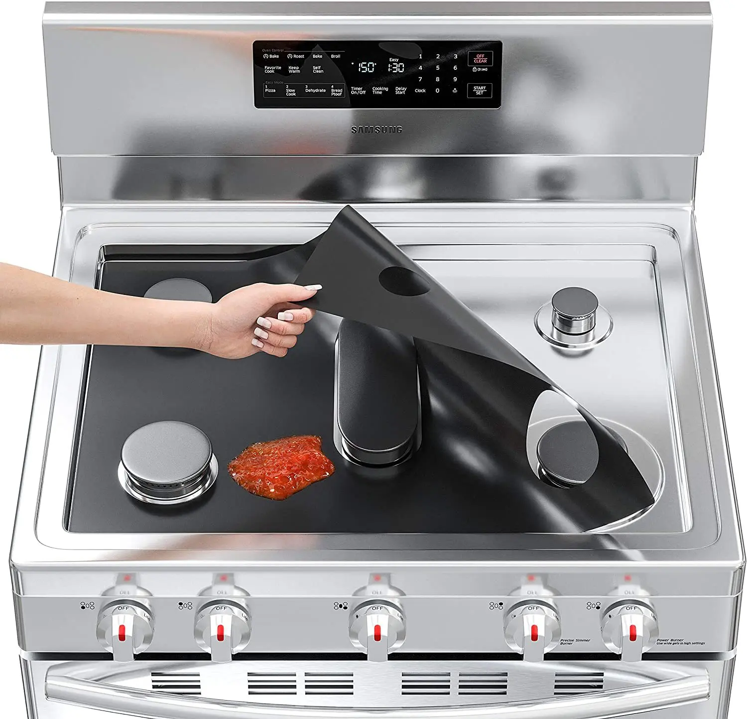 Gas Burner Pad Stove Cleaning Pad Gas Stove Protective Cover 5 Holes