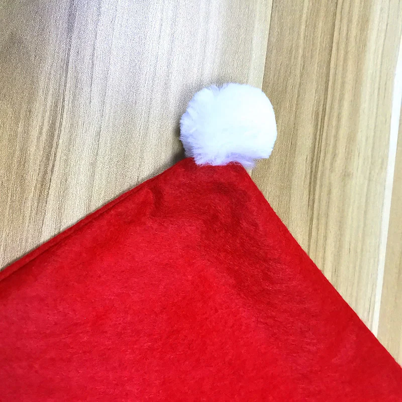(1pcs) 60cm*50cm Red Christmas Hat Chair Back Cover Xmas Home Handmade DIY Christmas Festival Decorations Holiday Gifts
