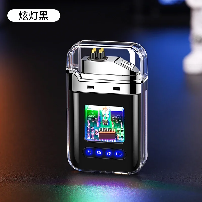 Windproof Rechargeable Electric Arc Lighter with LED Display and Touch Sensor
