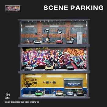 1/64 Garage scene Model Scene with Light Version Simulation Model Scene Decoration Collect (Excluding dolls and car models) 1