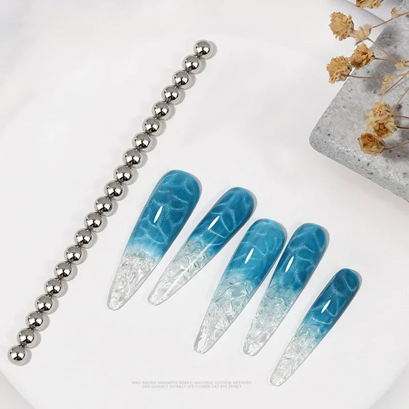 Round Magnetic Bead Nail Art Multi-Function Magnet Cube Stones for Water Wave Ripple Cat Eye Design Gel Polish Manicure Tools Cat Eye Nail Tool Magnetic Nail Art Tools Magnetic Nail Tools