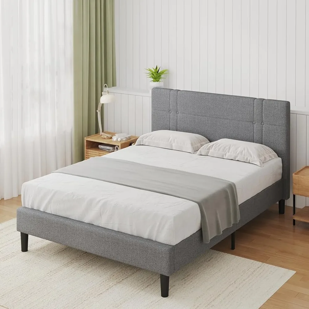 

Easy Assembly Queen Bed Frame King Size King Bed Frame No Box Spring Needed Dark Grey Bases & Frames Base Bedframe Bedroom Home