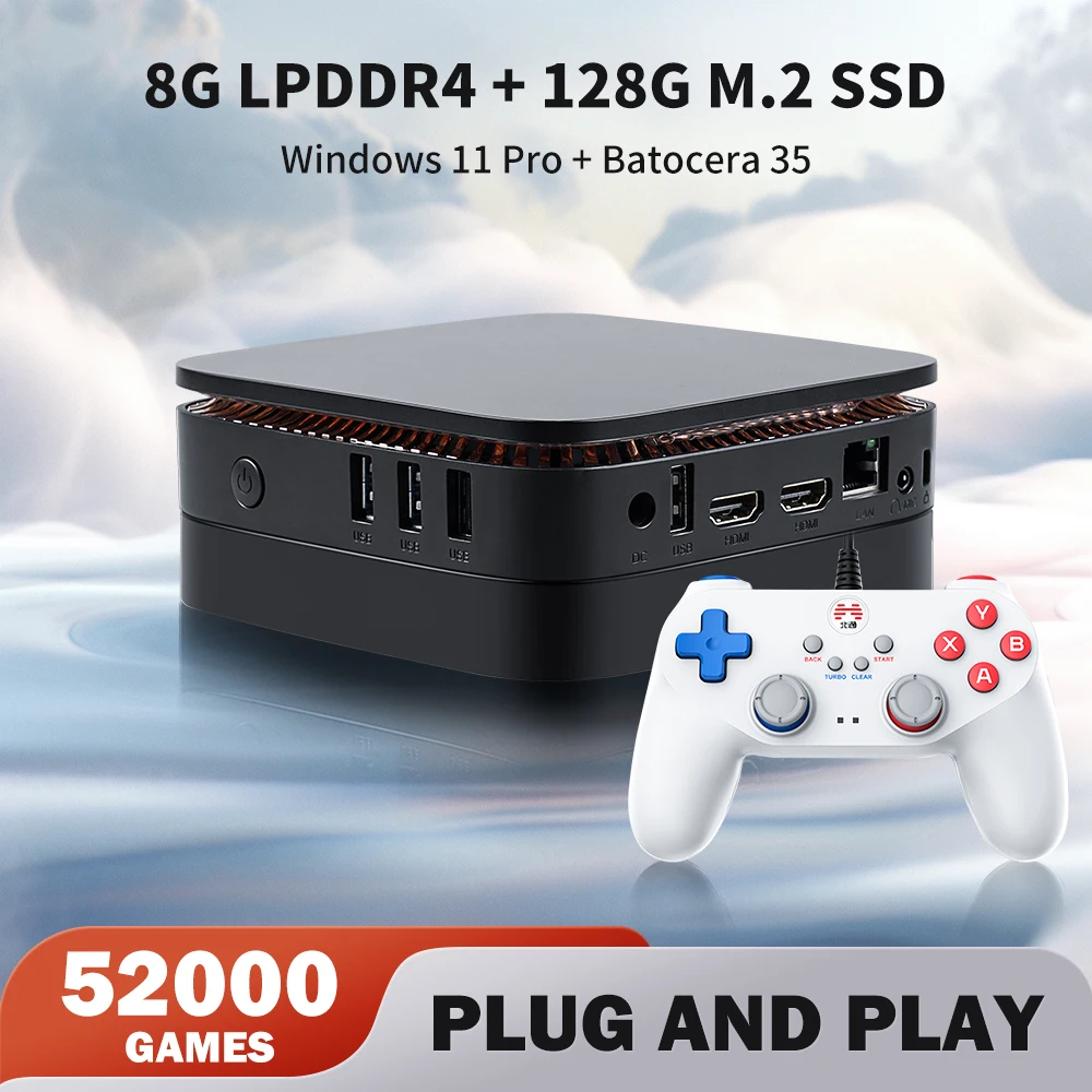 Console Per Videogiochi Retrò Per Pc Con 52000 Giochi 4K Hd Windows 11 Pro Lettore Di Giochi Portatile Per Ps3/Ps2/Ps1/Wii/Sega Saturn/Game Cube