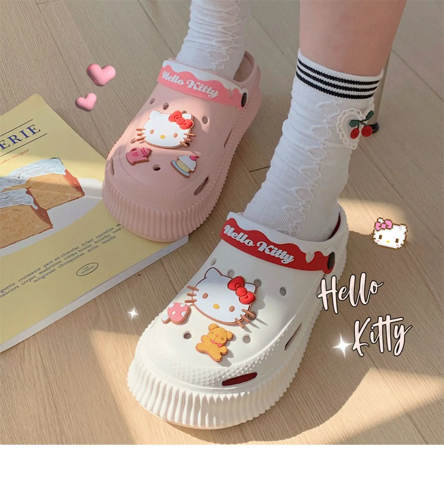 KT Shoes Hole Slippers Women Outside Wear Summer Thick Sandals Y2K