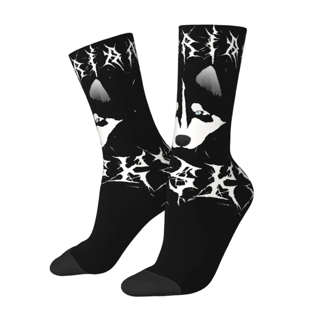 Divertenti Calzini Da Uomo Felici Husky Dog Art Vintage Harajuku Heavy Black Metal Street Style Novità Seamless Crew Sock Gift Stampato